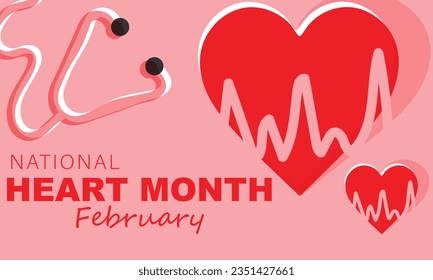 National Heart month. background, banner, card, poster, template. Vector illustration.