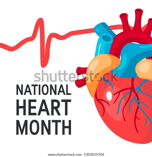 National Heart Month Concept Design Typography Stock Vector (Royalty