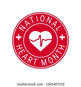 National Heart Month Concept. Round Design In Flat Style, Vector