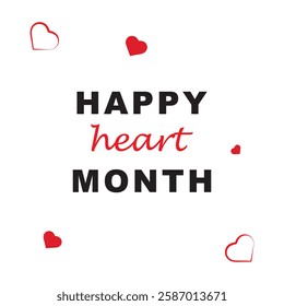 National Heart Month February logo red heart