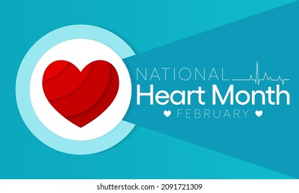 National Heart Month Is Observed Every Year In February, To Adopt Healthy Lifestyles To Prevent Heart Disease (CVD). Vector Illustration