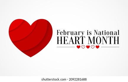 National Heart Month Is Observed Every Year In February, To Adopt Healthy Lifestyles To Prevent Heart Disease (CVD). Vector Illustration