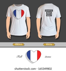 National heart printed on white shirt. Vector design.