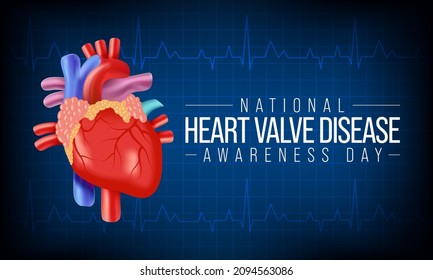 National Heart Valve Disease Awareness Day Is Observed Every Year On February 22, Dedicated To Increasing Recognition Of The Specific Risks And Symptoms Of The Disease. Vector Illustration