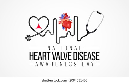 National Heart Valve disease awareness day is observed every year on February 22, dedicated to increasing recognition of the specific risks and symptoms of the disease. Vector illustration