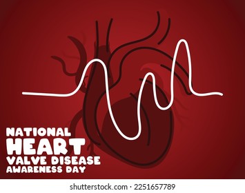 National Heart Valve Disease Awareness Day. February 22. Abstract heart design vector. Red gradient background. Hand drawn. Poster, banner, card, background. Eps 10.