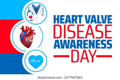 National Heart Valve Disease Awareness Day background banner or poster design template. observed every year in February. Holiday concept. Use to any Template, card, poster, placard, template.