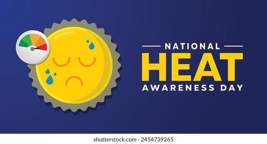 National Heat Awareness Day. Great for cards, banners, posters, social media and more. Blue background.
