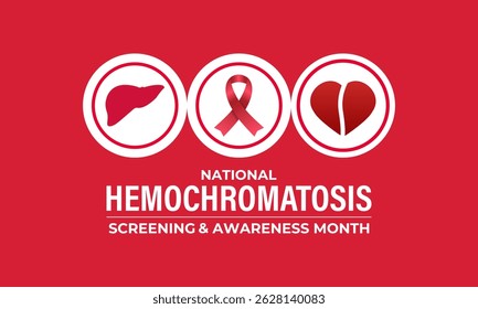 National Hemochromatosis Awareness Month. July Campaign for Early Screening and Prevention .It causes liver disease, heart problems, and diabetes join the movement to spread awareness. Vector design.