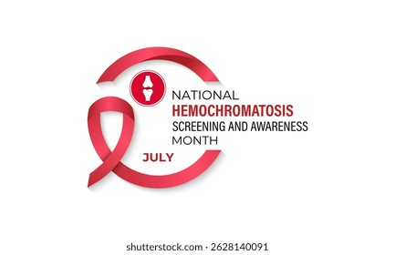 National Hemochromatosis Awareness Month. July Campaign for Early Screening and Prevention .It causes liver disease, heart problems, and diabetes join the movement to spread awareness. Vector design.