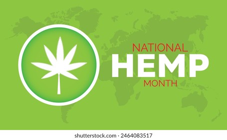 National Hemp month observed every year in July. Template for background, banner, card, poster with text inscription.