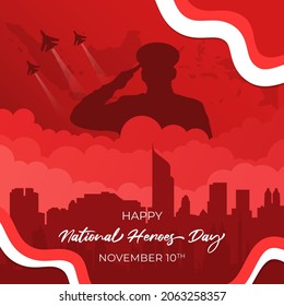 National Heroes day November 10th. Happy Indonesian National Heroes day November 10th background banner design