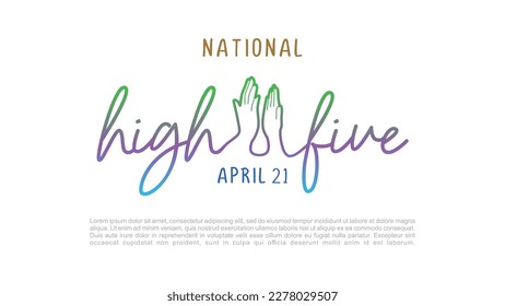 National high five day banner poster isolated on white background celebrated on april 21.
