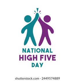 National High Five Day. Each year on the third Thursday in April. Flat design vector. Poster, banner, card, background. Eps 10.