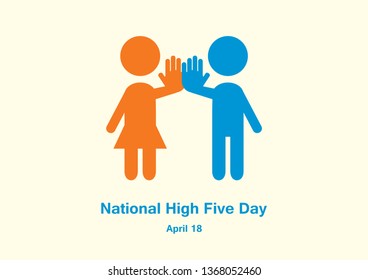 National High Five Day vector. Figures give high five. Silhouette of man and woman. Funny american holiday in april. Important day