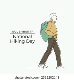 National Hiking Day vector design template good for celebration usage. National Hiking Day design. Continuous line drawing. eps 10.