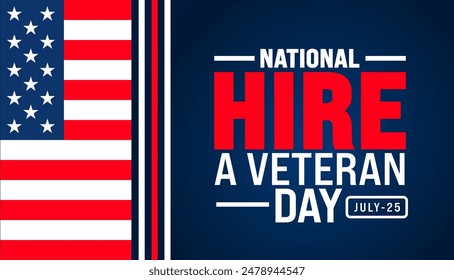 National Hire A Veteran Day Hintergrund Vorlage. Festliche Musik. Verwenden Sie, um Hintergrund-, Banner-, Plakat-, Karten- und Poster-Design-Vorlage mit Textinschrift und Standardfarbe zu verwenden. Vektorillustration.