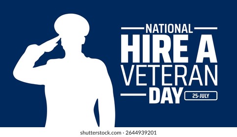 National Hire Um fundo do Dia dos Veteranos ou design de banner. Salutar a Silhueta do Soldado no Fundo Azul para Homenagem e Apoio aos Veteranos no Emprego.