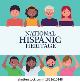 celebración del patrimonio nacional hispano con diversidad personajes diseño de ilustración vectorial