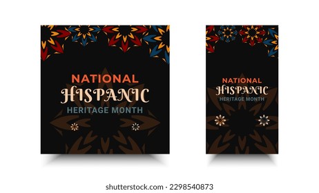 National Hispanic heritage month. Abstract flower ornament social media design