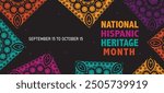 National Hispanic heritage month banner Hispanic Americans culture, tradition and art heritage festival