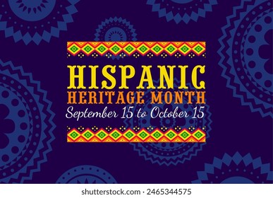 National Hispanic heritage month banner. Latin America ethnic celebration poster, Mexican and Spanish national festival flyer or Hispanic heritage month carnival invitation vector background or banner