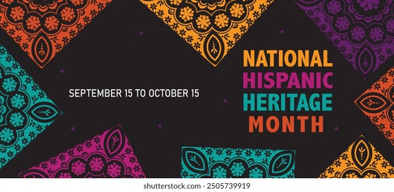 National Hispanic heritage month banner Hispanic Americans culture, tradition and art heritage festival