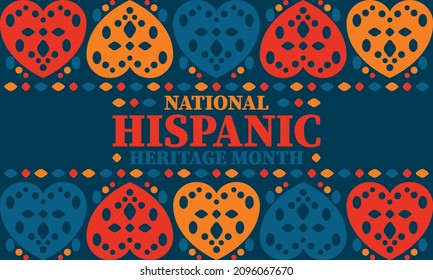 National Hispanic Heritage Month. Celebrate annual in September and October in United States. Hispanic and Latino Americans culture. Poster, card, banner and tradition pattern. Vector illustration