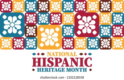 National Hispanic Heritage Month. Celebrate annual in September and October in United States. Hispanic and Latino Americans culture. Poster, card, banner and tradition pattern. Vector illustration