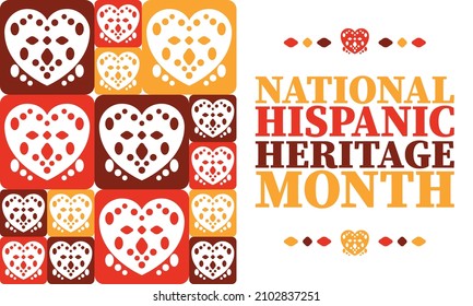 National Hispanic Heritage Month. Celebrate annual in September and October in United States. Hispanic and Latino Americans culture. Poster, card, banner and tradition pattern. Vector illustration