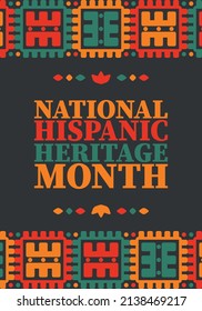 National Hispanic Heritage Month. Celebrate annual in September and October in United States. Hispanic and Latino Americans culture. Poster, card, banner and tradition pattern. Vector illustration