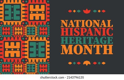 National Hispanic Heritage Monat. Feiern Sie jährlich im September und Oktober in den Vereinigten Staaten. Hispanische und lateinamerikanische Kultur. Poster, Karte, Banner und Traditionsmuster. Vektorgrafik