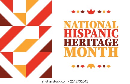 Mes del Patrimonio Nacional Hispano. Celebrar anualmente en septiembre y octubre en Estados Unidos. Cultura hispánica y latinoamericana. Cartel, tarjeta, cartel y patrón de tradición. Ilustración del vector