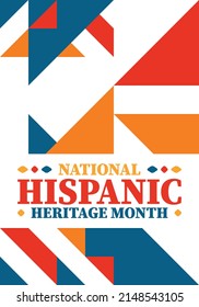 National Hispanic Heritage Month. Celebrate annual in September and October in United States. Hispanic and Latino Americans culture. Poster, card, banner and tradition pattern. Vector illustration