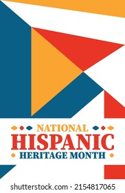 National Hispanic Heritage Month. Celebrate annual in September and October in United States. Hispanic and Latino Americans culture. Poster, card, banner and tradition pattern. Vector illustration