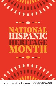 National Hispanic Heritage Month. Celebrate annual in September and October in United States. Hispanic and Latino Americans culture. Poster, card, banner and tradition pattern. Vector illustration