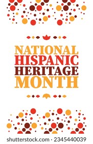 National Hispanic Heritage Month. Celebrate annual in September and October in United States. Hispanic and Latino Americans culture. Poster, card, banner and tradition pattern. Vector illustration