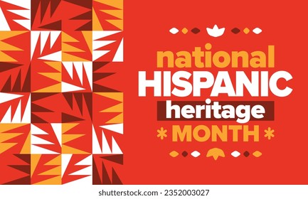 National Hispanic Heritage Month. Celebrate annual in September and October in United States. Hispanic and Latino Americans culture. Poster, card, banner and tradition pattern. Vector illustration