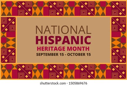 National Hispanic Heritage Month celebrated from 15 September to 15 October USA. Latino American poncho ornament vector for greeting card, banner, poster and background. 