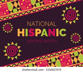 National Hispanic Heritage Month celebrated from 15 September to 15 October in United States. Patriotic, traditional, Latino American ornament vector for greeting card, banner, poster and background. 