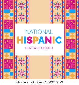National Hispanic Heritage Month celebrated from 15 September to 15 October USA. Latino American, mexican, chilian ornament vector for greeting card, banner, poster and background. 