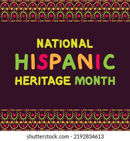 National Hispanic Heritage Month gefeiert vom 15. September bis 15. Oktober USA. Latino American poncho Ornament Vektor für Grußkarte, Banner, Poster und Hintergrund. Farbige Großbuchstaben 