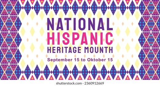 National hispanic heritage month celebrated from 15 September to 15 October United States. Vector web banner, poster, card for social media, networks. Papel Picado pattern, poster and background.