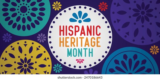 Nationaler Hispanic Heritage Month gefeiert vom 15. September bis 15. Oktober USA. Latino American Papel Picado Muster Hintergrund für Grußkarte, Banner, Poster und Hintergrund.