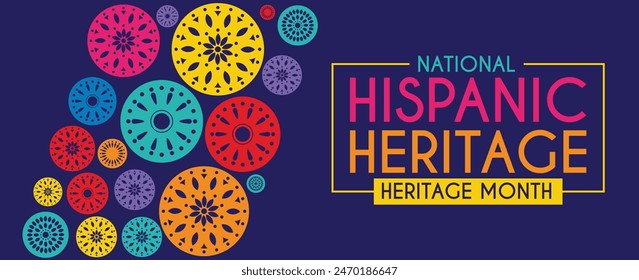 National Hispanic Heritage Month celebrated from 15 September to 15 October USA. Latino American Papel Picado pattern background for greeting card, banner, poster and background.