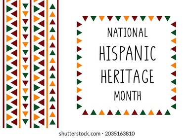 National Hispanic Heritage Month celebration banner. Poster, brochure, flyer, greeting card, postcard template. Handwritten lettering.