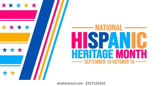 National Hispanic Heritage Month celebration colorful background, typography, banner, placard, card, and poster design template. is annually celebrated from September 15 to October 15 in the USA.