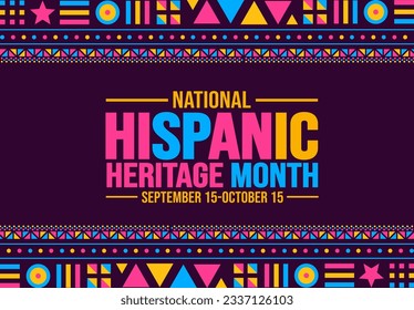 National Hispanic Heritage Month celebration colorful background, typography, banner, placard, card, and poster design template. is annually celebrated from September 15 to October 15 in the USA.