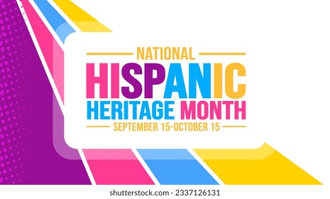 National Hispanic Heritage Month celebration colorful background, typography, banner, placard, card, and poster design template. is annually celebrated from September 15 to October 15 in the USA.