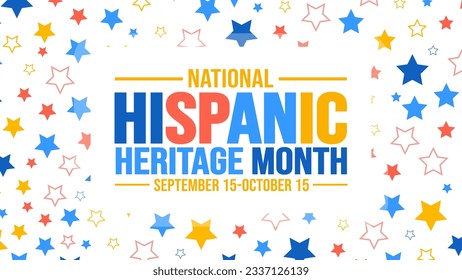 National Hispanic Heritage Month celebration colorful background, typography, banner, placard, card, and poster design template. is annually celebrated from September 15 to October 15 in the USA.